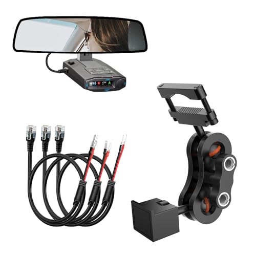 Radar Detector Mount+Rearview Mirror Hard Wire Power Cord kit 16"