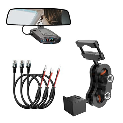 Radar Detector Mount+Rearview Mirror Hard Wire Power Cord kit 16"