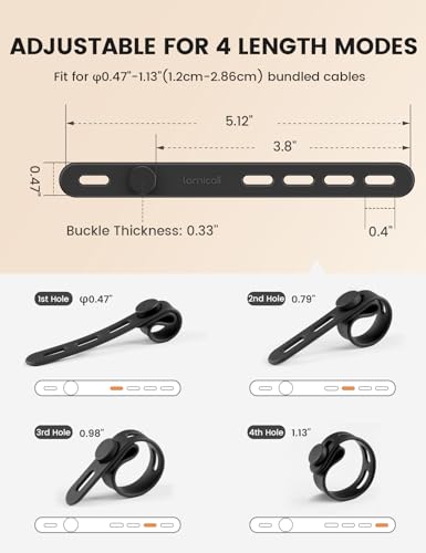 10 Pack Silicone Cable Ties Cord Organizer (10 Count)
