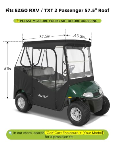 Golf Cart Enclosure 2 Passenger Rain Cover for EZGO TXT & RXV