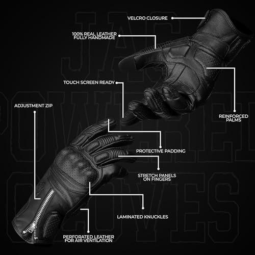 Leather Motorcycle Motorbike Knuckle Protection Powersports Gloves