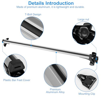 Universal Roof Rack Cross Bars Adjustable 48" Aluminum Alloy Car Roof Rack Cross Bars 165 lbs Capacity Roof Rails Crossbars for Cargo Basket Carrier Kayak Bike Canoe Snowboard