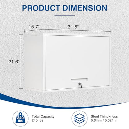 Metal Storage Cabinet White Wall Cabinets with Shelf and Locking Door
