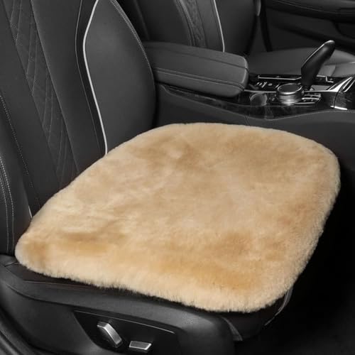 Genuine Sheepskin Car Seat Cushion Seat Covers for Cars Trucks SUV Comfort Seat Protector Pad for Car Driver Seat Car Accessories for Women Office Chair Car Decor
