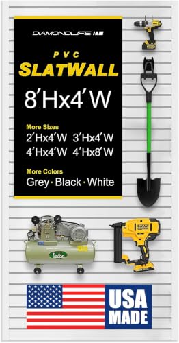 Heavy Duty 8'H x 4'W PVC Garage SlatWall Storage System
