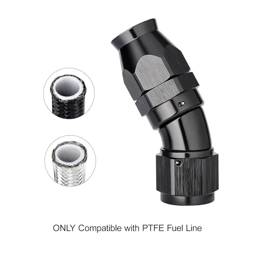 12AN 30 Degree PTFE One Piece Full Flow End Hose Fitting Aluminum Black