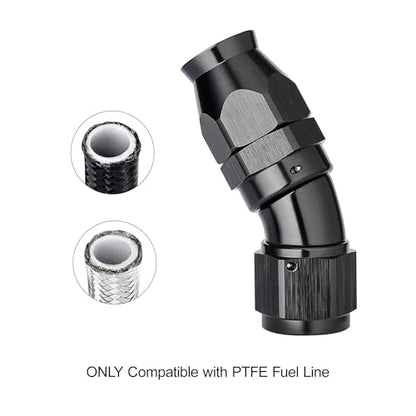 12AN 30 Degree PTFE One Piece Full Flow End Hose Fitting Aluminum Black