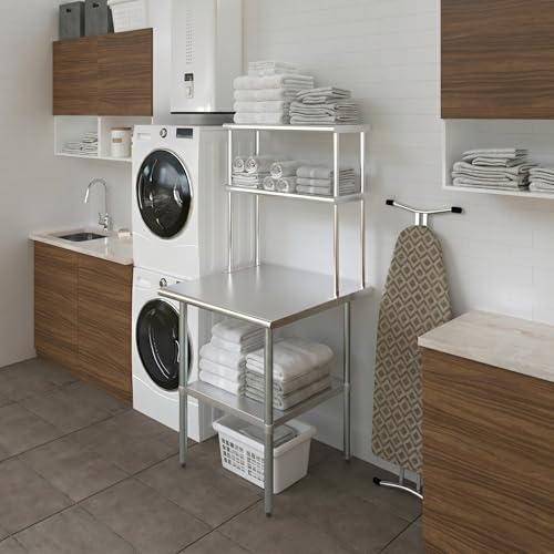 Stainless Steel Work Table Double Tier Overshelf