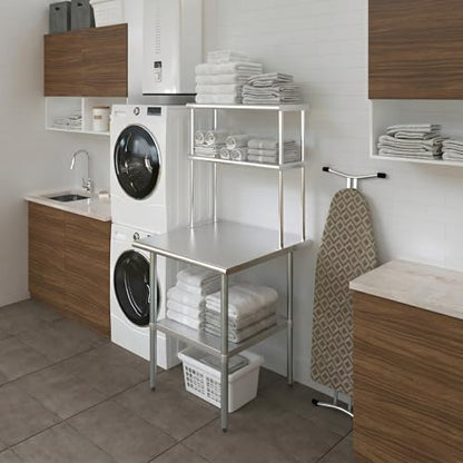 Stainless Steel Work Table Double Tier Overshelf