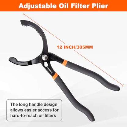 12'' Oil Filter Pliers Adjustable Oil Filter Wrench Universal