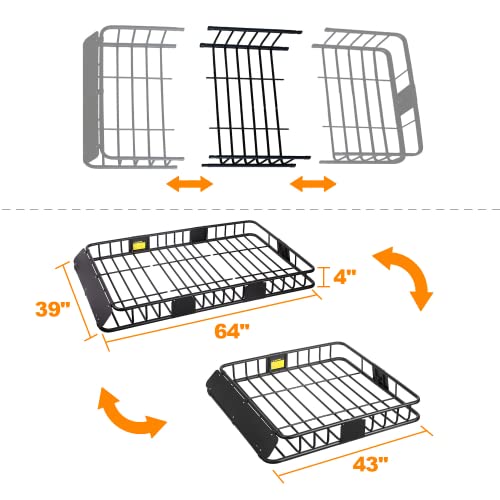 Roof Rack Basket with Extension