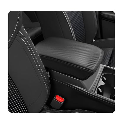 2022 2024 Outlander Center Console Cover Compatible with 2022 2023 2024 Mitsubishi Outlander Accessories Armrest Console Cover Carbon Fiber Texture Soft Material