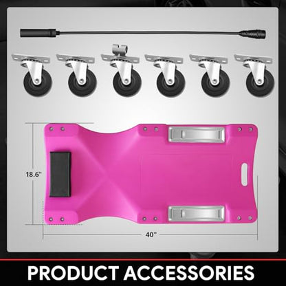 40 Inch Low Profile Plastic Rolling Garage Shop Floor Creeper with LED Light