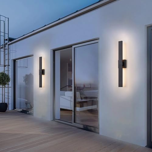 Modern Outdoor Wall Light Fixtures 27.2" Black Outdoor Porch Lights Exterior LED Wall Sconces