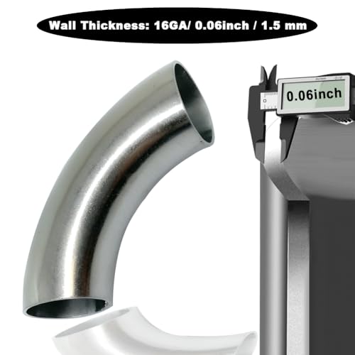OD 1 Inch 90 Degree Stainless Steel Bend Tube 1” Exhaust Elbow Pipe for Car Modified Exhaust System 1" Piping Silver Tone