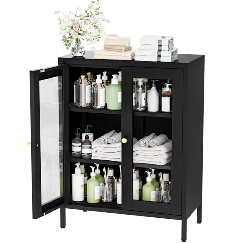 Metal Bathroom Cabinet with Glass Doors