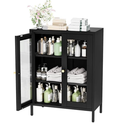 Metal Bathroom Cabinet with Glass Doors