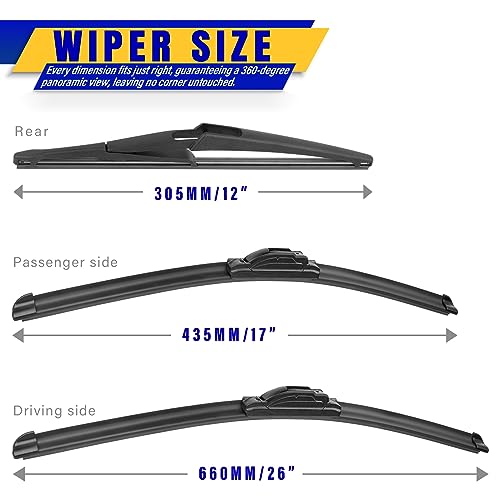3 Wipers Fits Nissan Rogue 2014