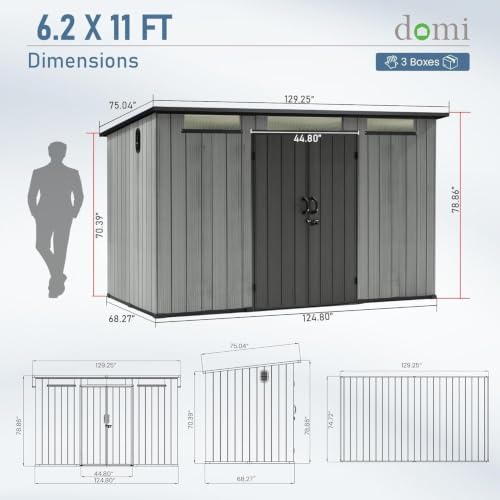 Domi 6.2X11FT Resin Outdoor Storage Shed