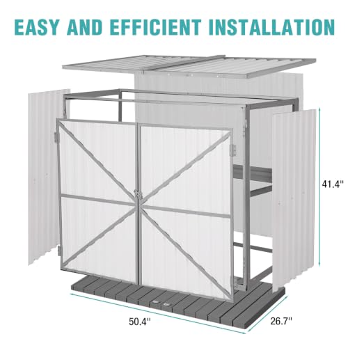 Outdoor Storage Shed 4.2x2.2FT with Metal Frame & Fir Wood