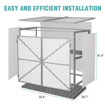 Outdoor Storage Shed 4.2x2.2FT with Metal Frame & Fir Wood