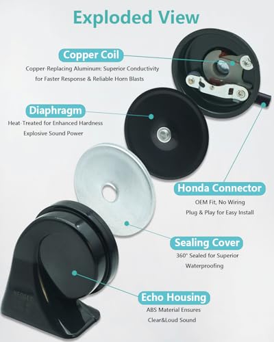 126dB Horn Kit Compatible with Honda and Acura (3 Count)