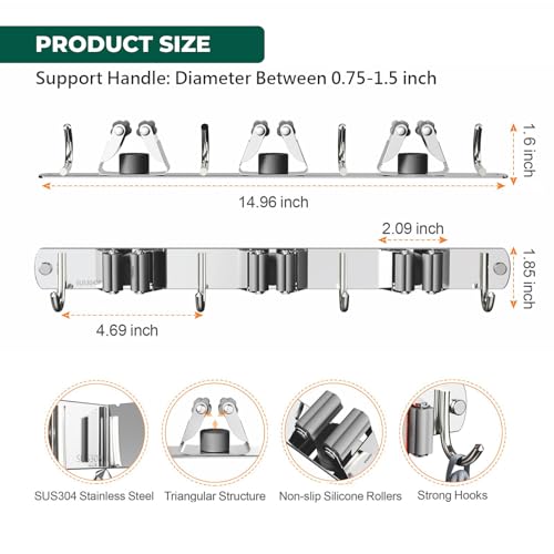 Mop and Broom Holder Wall Mount