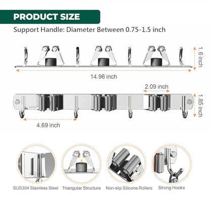 Mop and Broom Holder Wall Mount