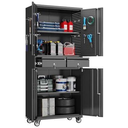 71 Inch Garage Storage Cabinet with 2 Drawers