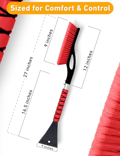 27" Car Snow Brush and Ice Scrapers for Car Windshield Red (2 Count)