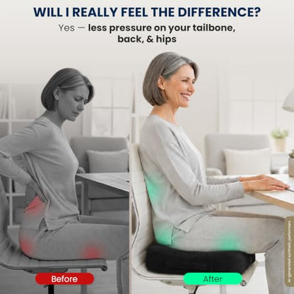 Seat Cushion Memory Foam Chair Cushion for Tailbone Pain Relief