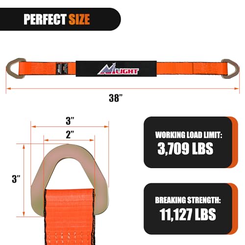 4PCS 2"x 38" Axle Tie Down Straps with Protective Sleeve D (4 Count)