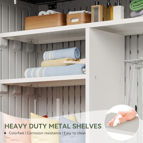 64 Cu.Ft Resin Storage Shed with Metal Shelving Kit & Floor