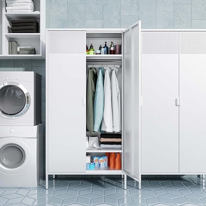 Metal Storage Cabinets Locker with Hanging Rod and Adjustable Shelves