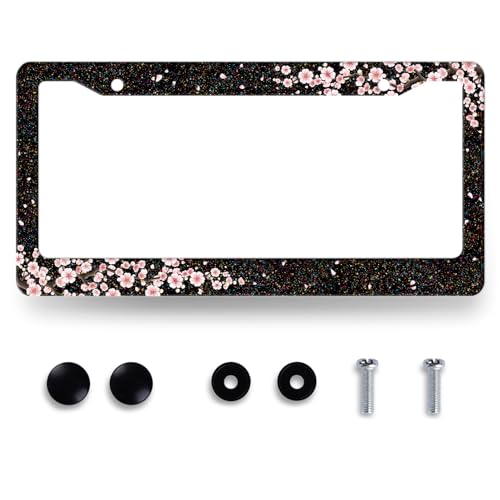 Bling Cherry Blossom License Plate Frame Floral License Plate Holder
