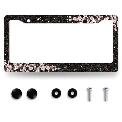 Bling Cherry Blossom License Plate Frame Floral License Plate Holder