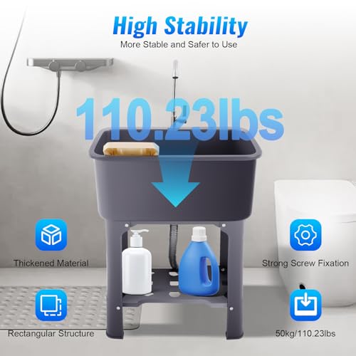 Free Standing Utility Sink with Washboard Laundry Tub Sink for Outdoor