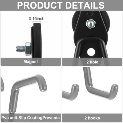 10 Pcs Large Magnetic Hooks Heavy Duty Garage Magnet Hooks Strong Storage Utility Magnetic Hangers with Anti Slip Rubber Coating for Indoor and Outdoor Hanging (10 Count)