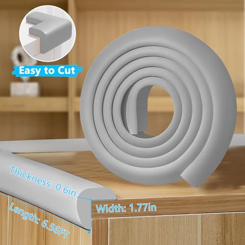Foam Baby Edge Protector Strip Furniture Safety 1.8inx6.56FT（Grey）