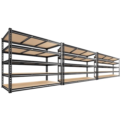48" W Garage Shelving 3080LBS Storage Shelves 5 Tier Industrial Shelving Adjustable Metal Storage Shelves for Garage