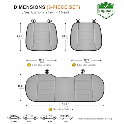 3 Piece Memory Foam Car Seat Cushion Set for Driving Comfort (3 Count)