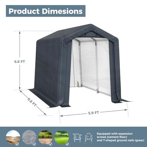 6x10 ft Storage Shelter Shed Portable Outdoor Carport Garage
