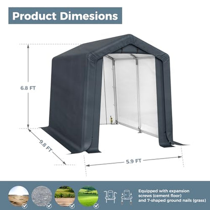 6x10 ft Storage Shelter Shed Portable Outdoor Carport Garage