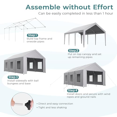 Carport 12x20 ft Heavy Duty