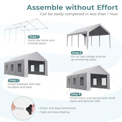 Carport 12x20 ft Heavy Duty