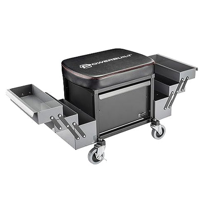 Rolling Seat with Expandable Tool Trays