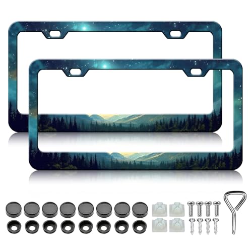 Starry Sky Mountain License Plate Frames