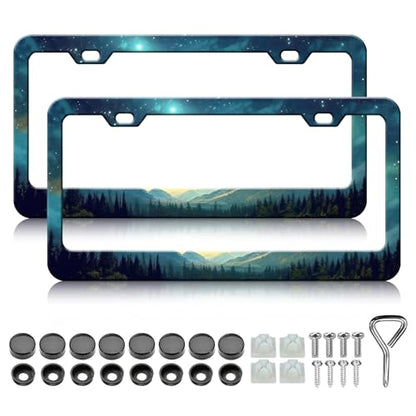Starry Sky Mountain License Plate Frames