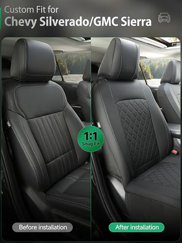 2PCS Front Seat Covers for Chevy Silverado & GMC Sierra 1500 2500 3500 2007 (2 Count)