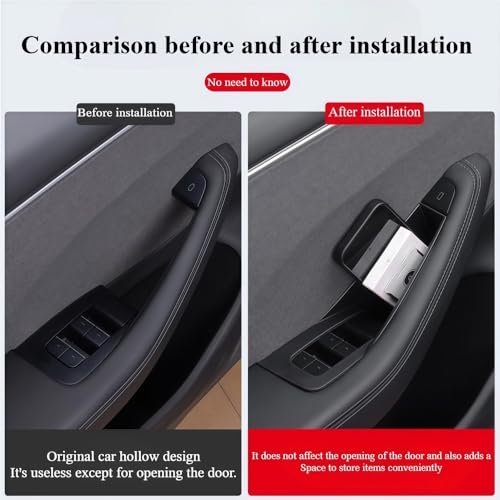 GGCLIMAX 4Pcs Car Organizer Door Handle Storage Box Side Door Box Compatible with Tesla Model Y
